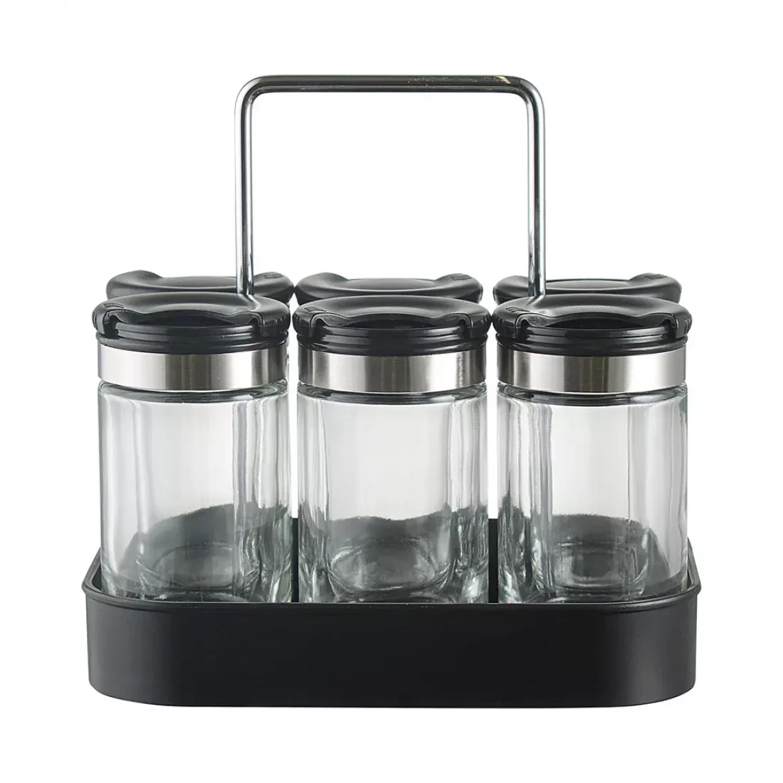 Набор из 6 банок для специй с подставкой SMART SOLUTIONS SH-SB-JS-BLK-Set6