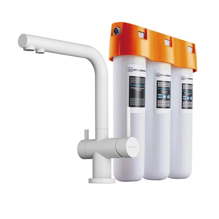 Комплект смеситель Nagano-P + Pure drop Lite Omoikiri Белый 4054.8028P