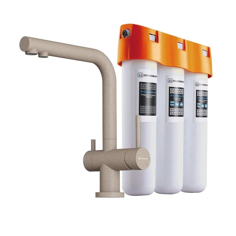 Комплект смеситель Nagano-P + Pure drop Lite Omoikiri Бежевый 4055.8028P