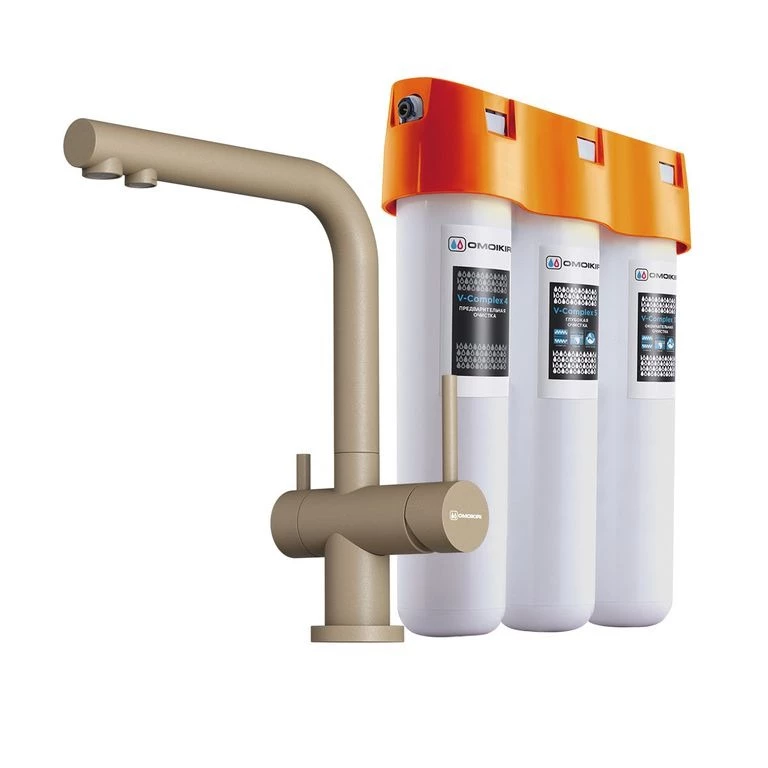 Комплект смеситель Nagano-P + Pure drop Lite Omoikiri Карамель 4217.8028P
