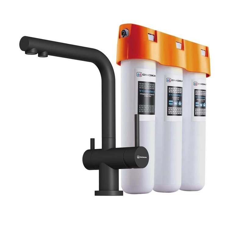 Комплект смеситель Nagano-P + Pure drop Lite Omoikiri Черный 4047.8028P