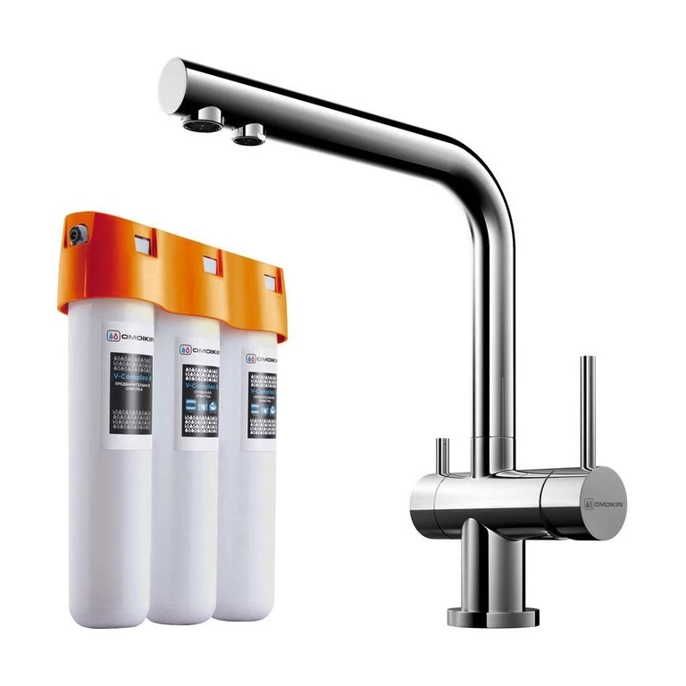 Комплект смеситель Nagano + Pure drop Lite Omoikiri Хром 4146.8028