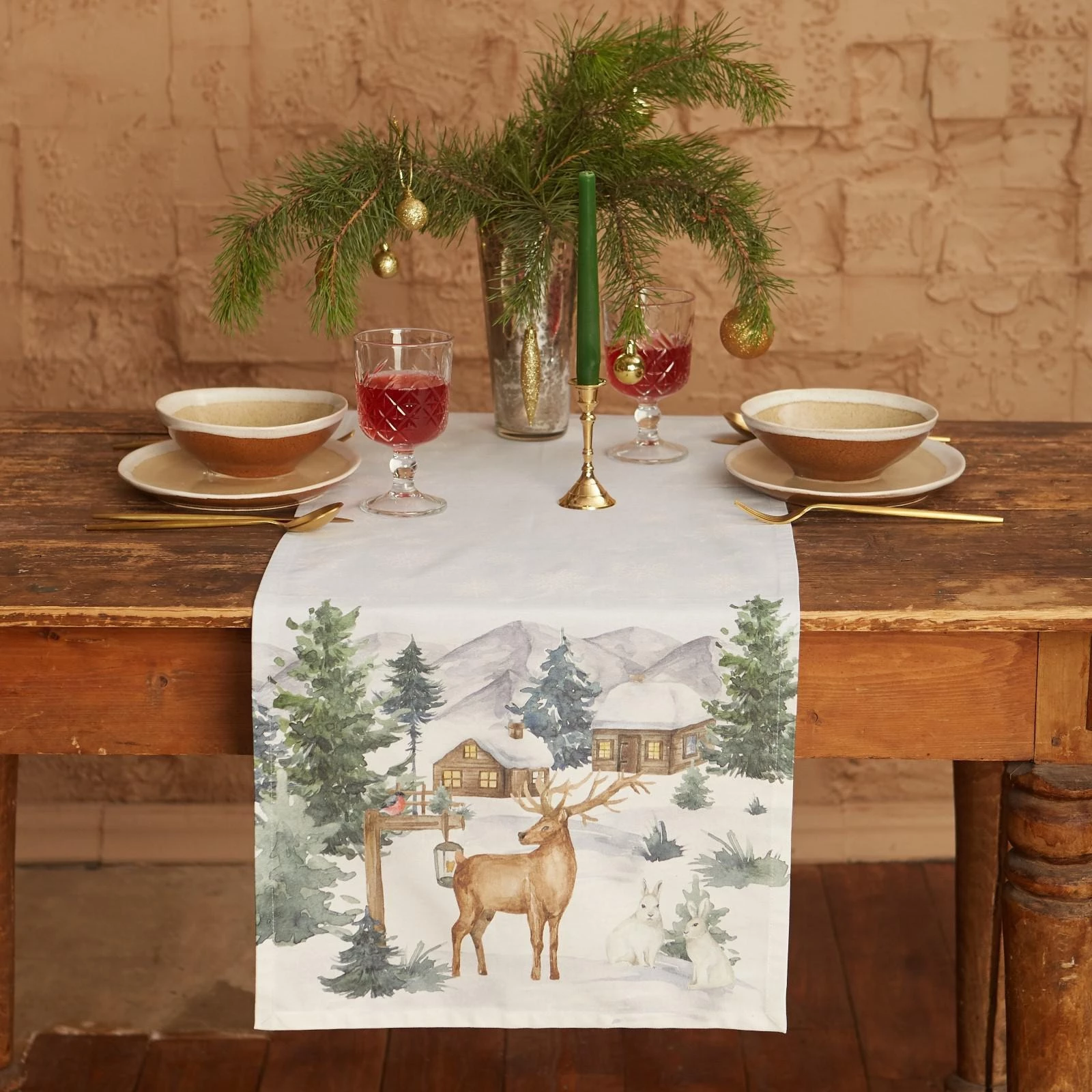Дорожка на стол 40х147 см HOME Белый Forest animals