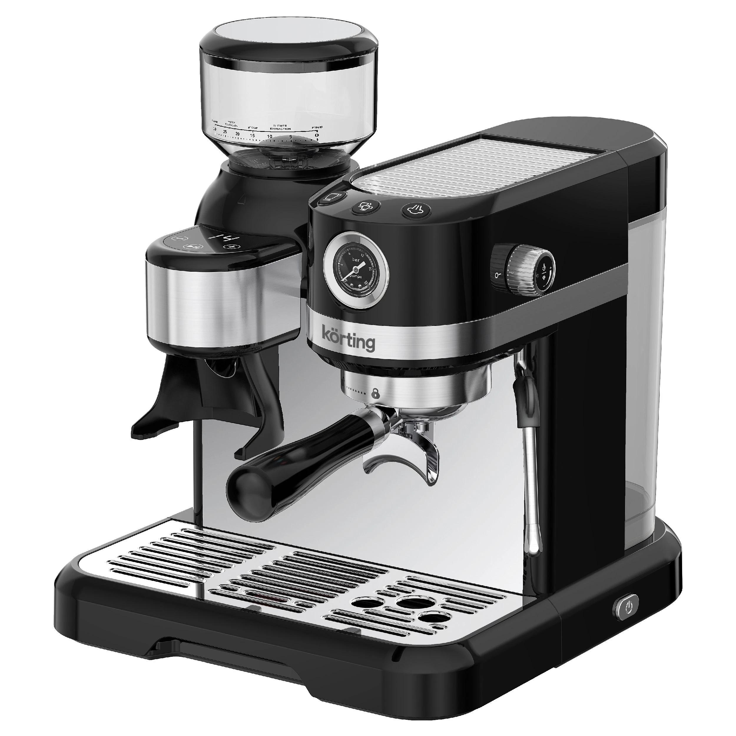 Кофемашина-эспрессо со встроенной кофемолкой Korting Черный KCM 1015 N Ottimo