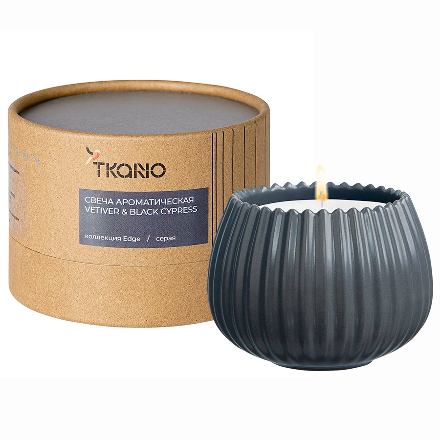 Свеча ароматическая TKANO Серый Vetiver & Black cypress